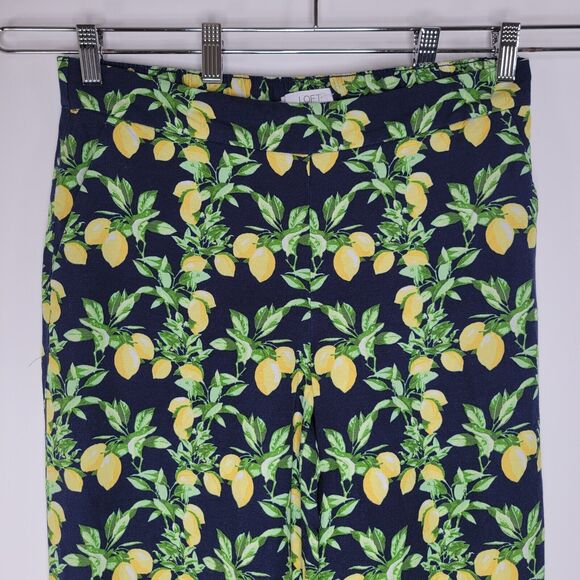 LOFT Lemon Print Linen Pants Size MP Cropped Ankle Wide Leg Pockets Novelty - Picture 6 of 9